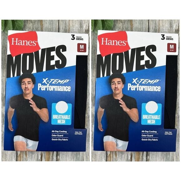 Men’s Hanes Moves Breathable Mesh Crewneck T-Shirts 2, 3-Packs Size M - Picture 1 of 11